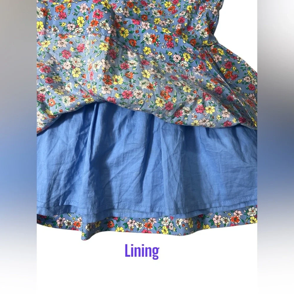 LN Ralph Lauren Baby Girl Dress Poplin Floral Easter 6 Months Lining 3 blue